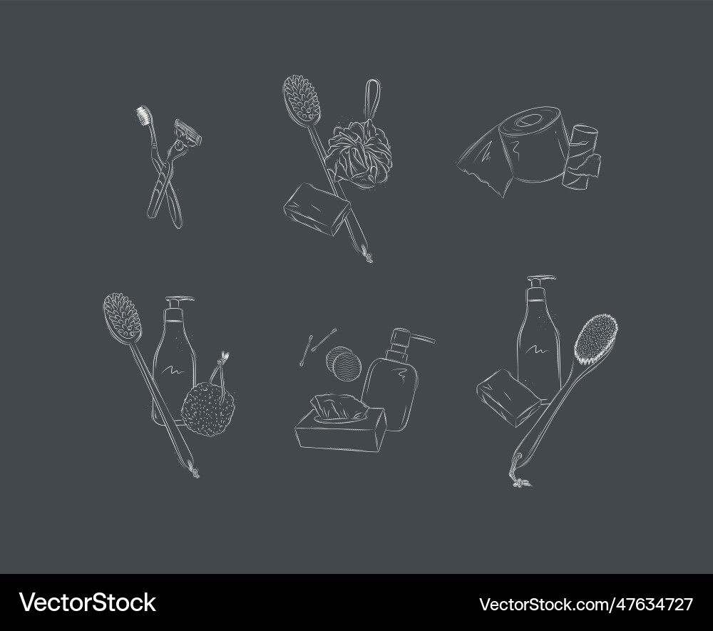 Hygiene bathroom accessories compositions black Hygiene bathroom accessories compositions black vector image
