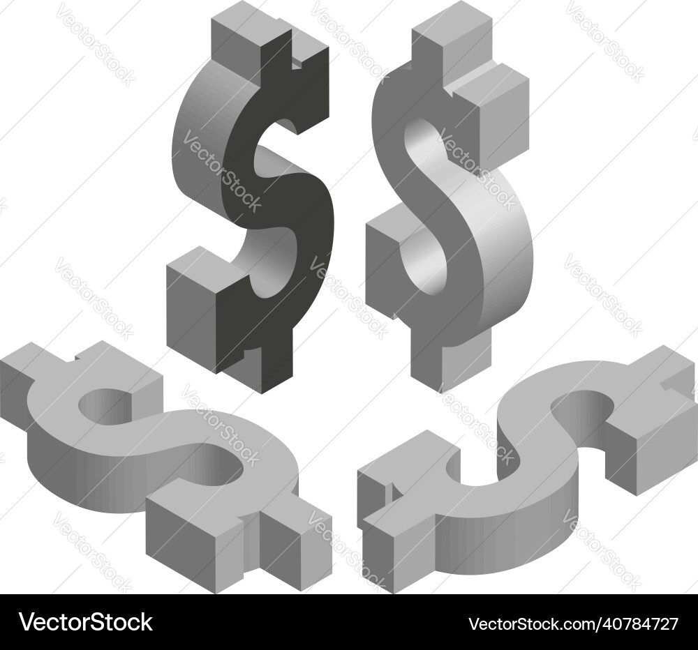 Isometric dollar symbol template for creating Vector Image