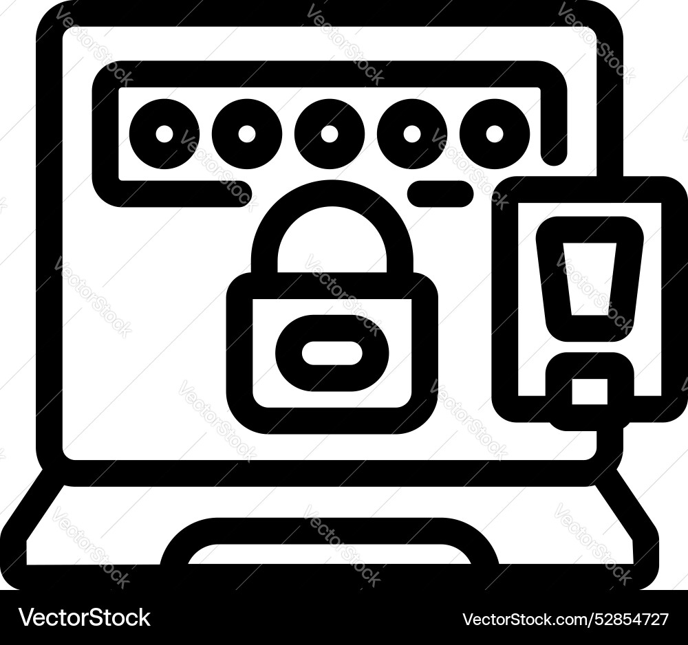 Laptop showing password protected access Laptop showing password protected access vector image