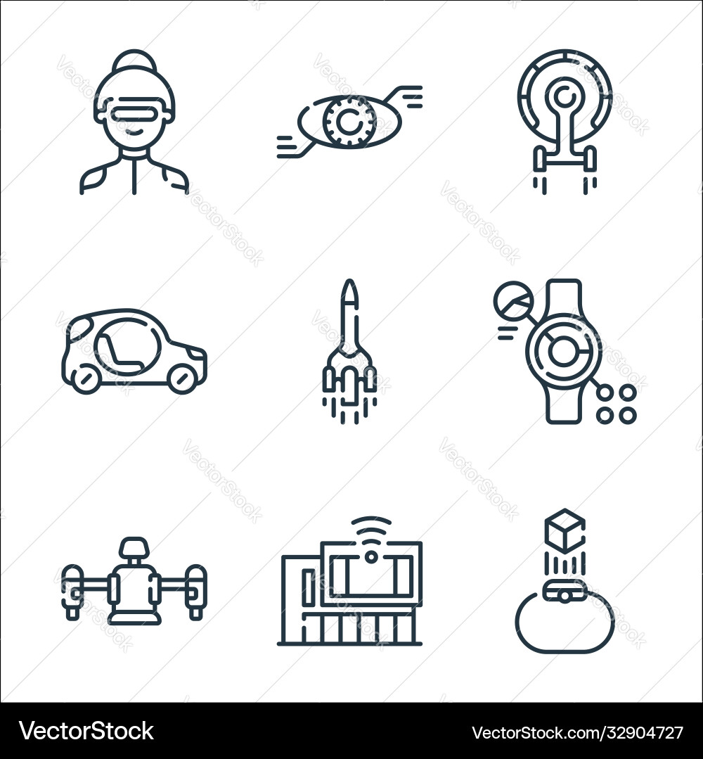 Technology future line icons linear set Technology future line icons linear set vector image