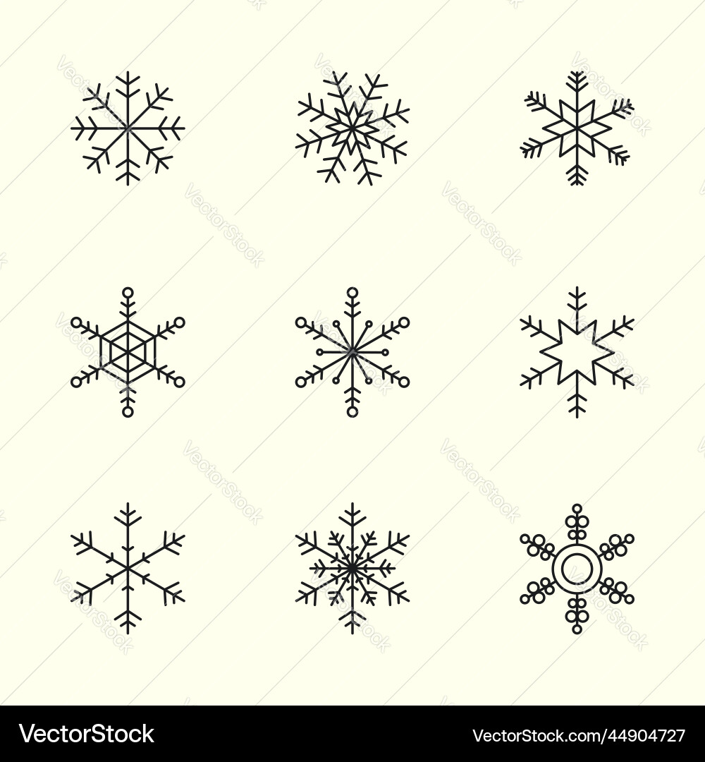 Winter Snowflake Icon Set Vector Image