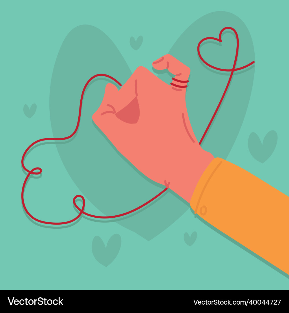 Wrapped finger in red string vector image