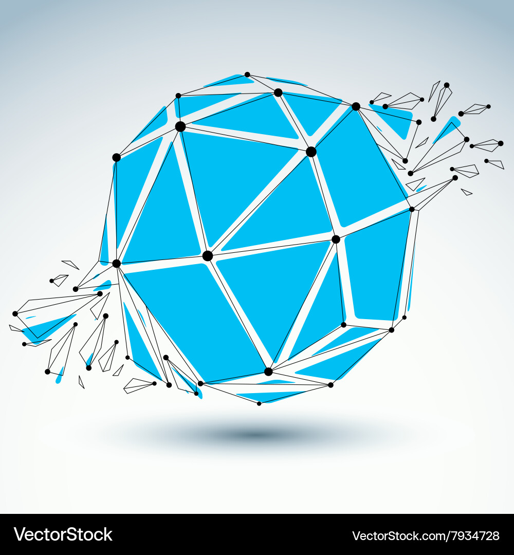3d low poly spherical object with black connected vector image