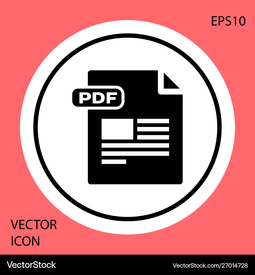 Black pdf file document download button icon vector image