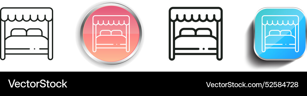 Canopy bed icon thin linear regular and button vector image