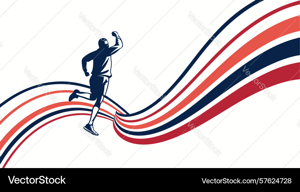 Dynamic runner with wavy motion trails design vector image