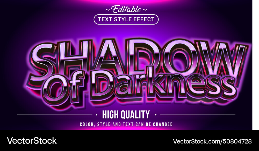 Editable text style effect - shadow of darkness vector image