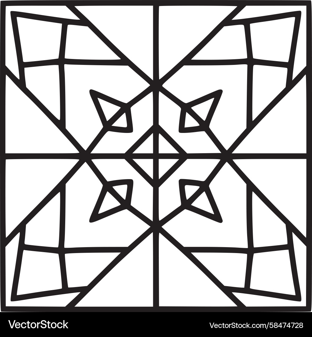 Geometric Window Lattice Pattern Vector Image