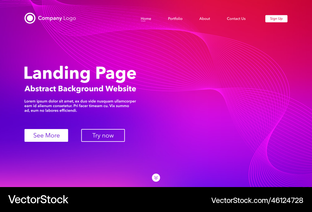 Gradient abstract wave background landing page Gradient abstract wave background landing page vector image