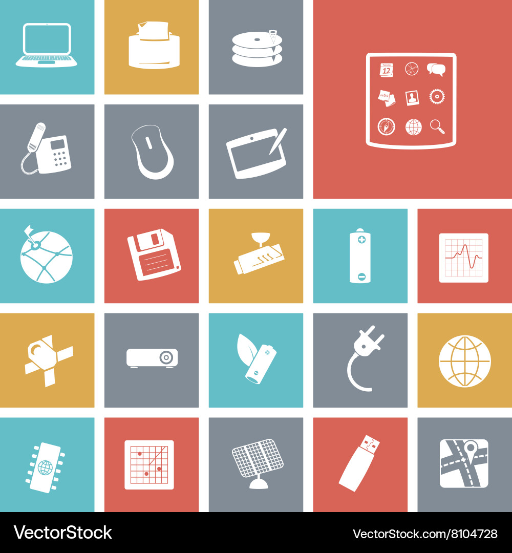 Icons tile technology device Royalty Free Vector Image