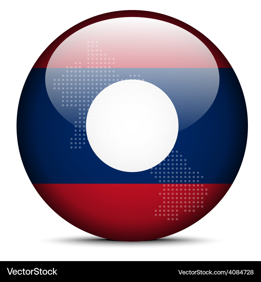 Map with dot pattern on flag button of laos vector image