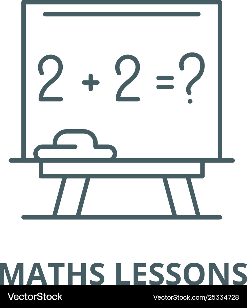 Maths lessons line icon linear concept Maths lessons line icon linear concept vector image