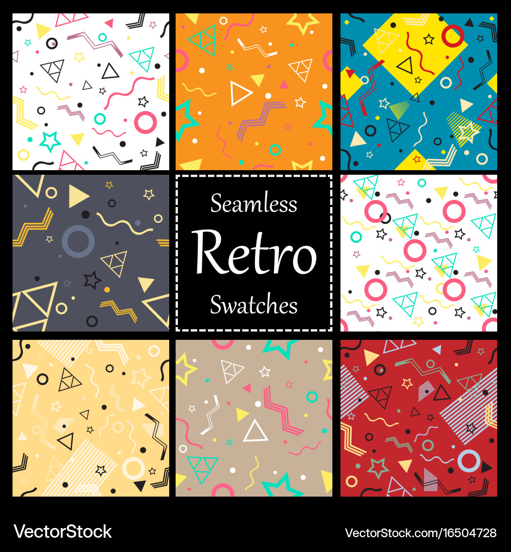 Memphis Style Pattern Set Vector Image