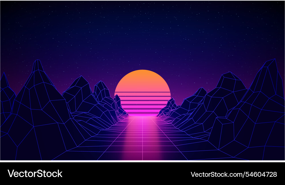 Retro futuristic abstract background synthwave 80s Retro futuristic abstract background synthwave 80s vector image