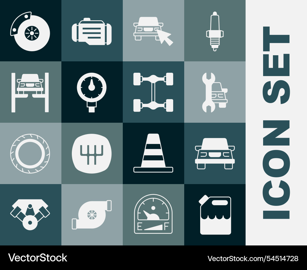 Set canister for gasoline car service online Vector Image