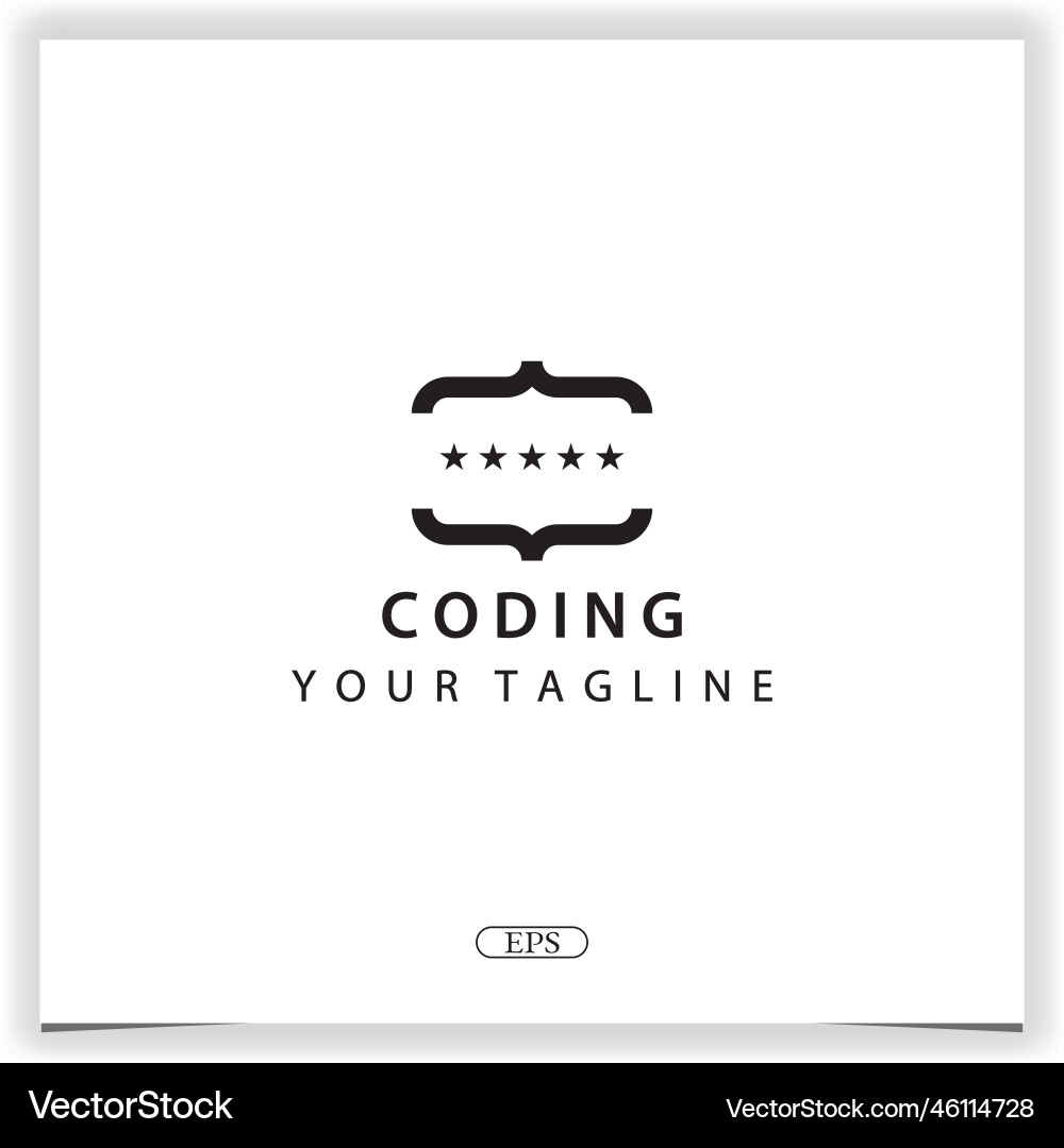 Simple coding or programmer logo premium elegant vector image