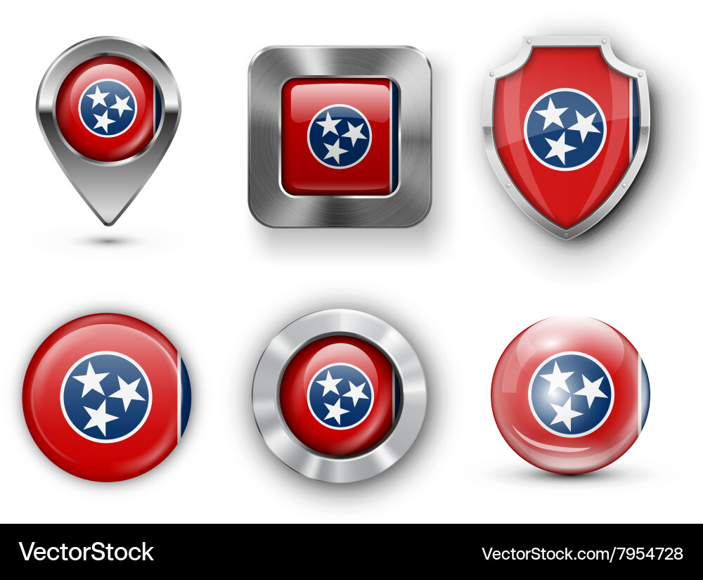 Tennessee State Flag Badges & Icons Vector Image