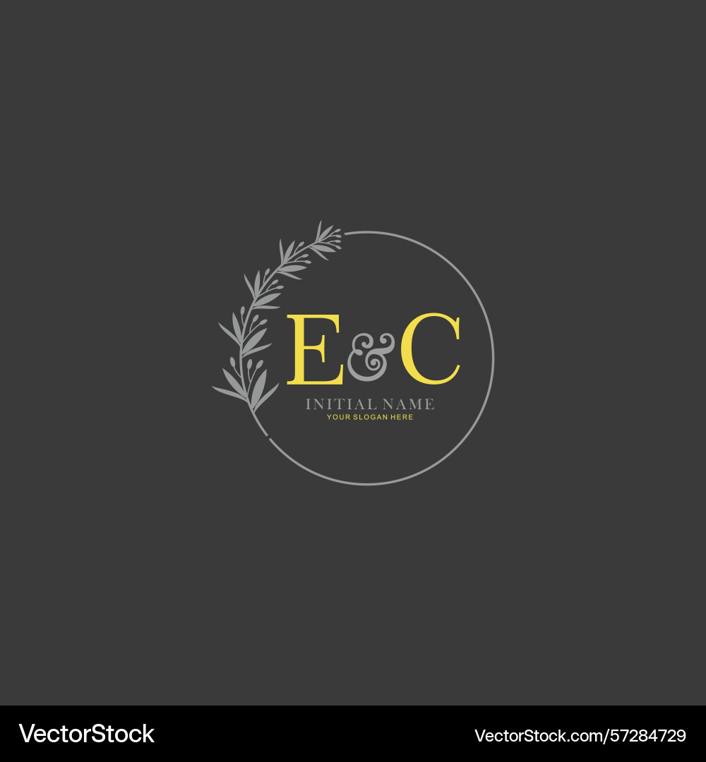 Ec initial logo templates with botanical elements Ec initial logo templates with botanical elements Vector Image