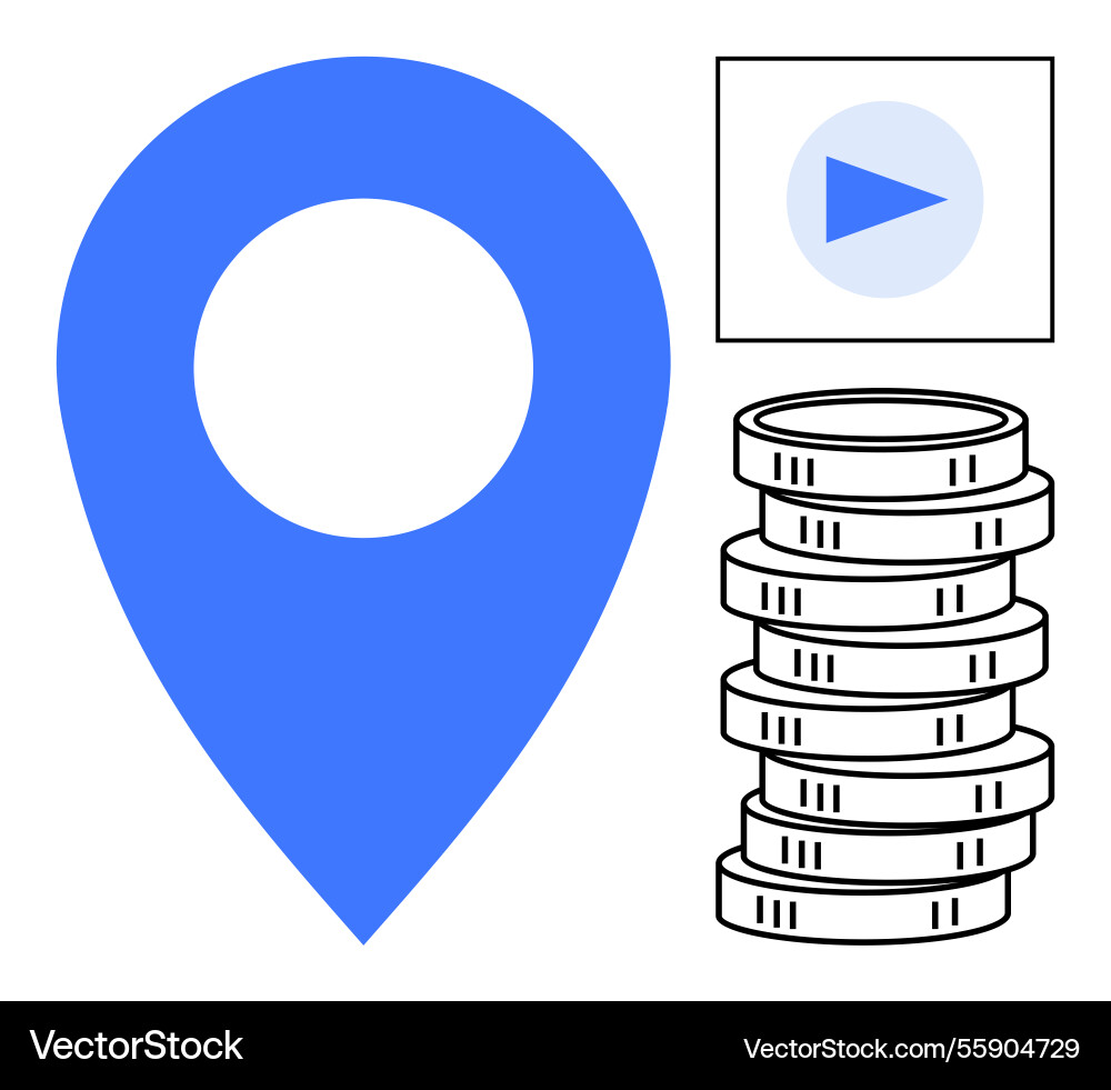 Geolocation marker currency stacks and media Geolocation marker currency stacks and media vector image