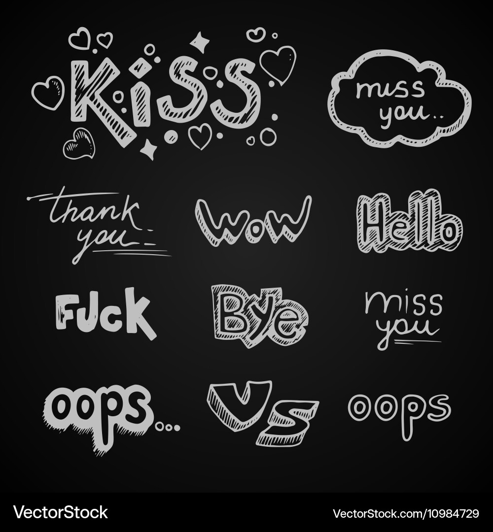 Hand drawn set of speech bubbles with dialog words Vector Image