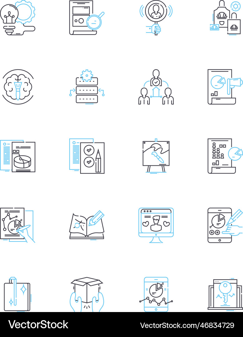 Information handling linear icons set retrieval Information handling linear icons set retrieval vector image
