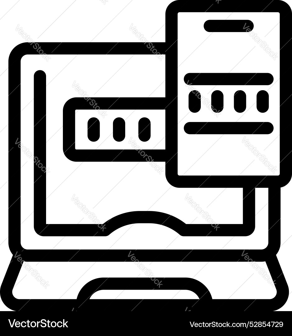 Laptop verifying user identity using two factor Vector Image