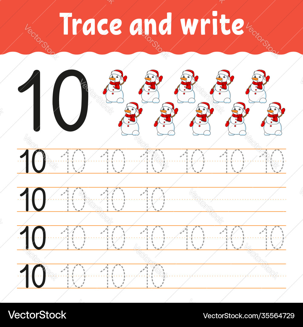 Learn numbers trace and write winter theme Learn numbers trace and write winter theme vector image