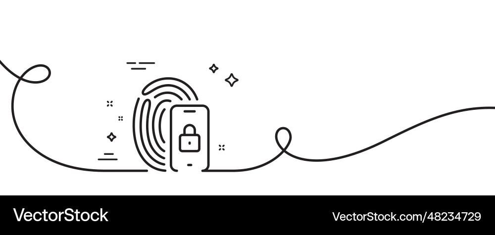 Lock line icon fingerprint access sign Vector Image
