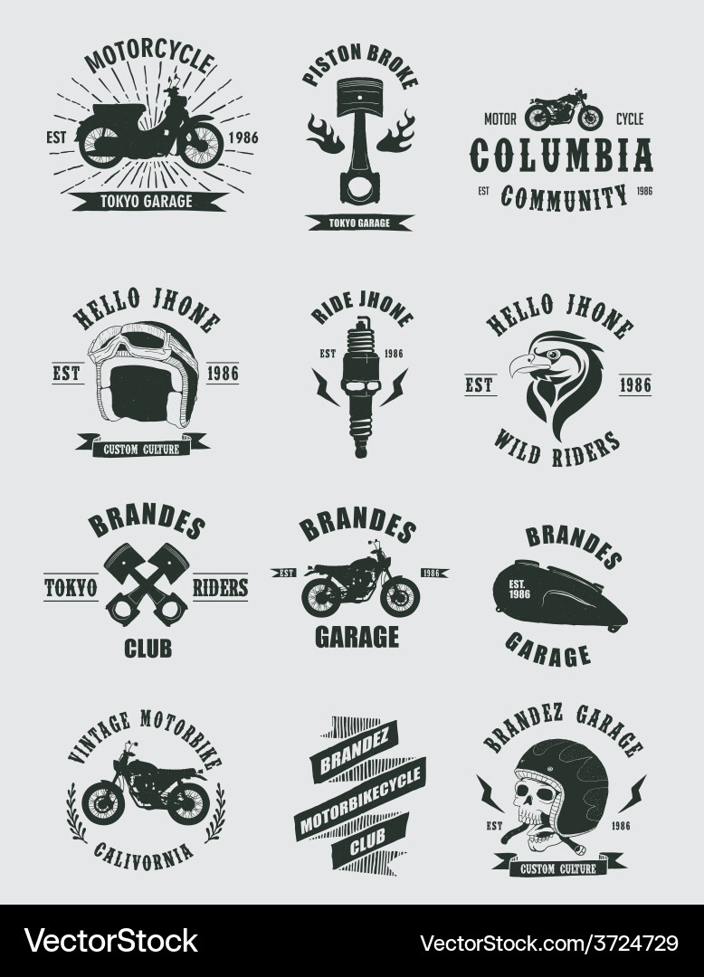 Motorcycle Badge Collection vector image