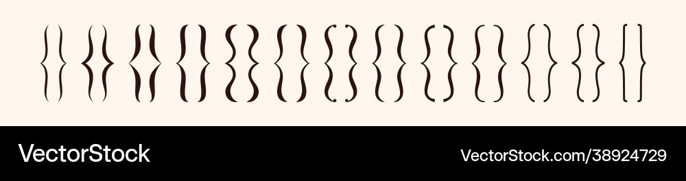 Set black curly brackets curl braces vector image