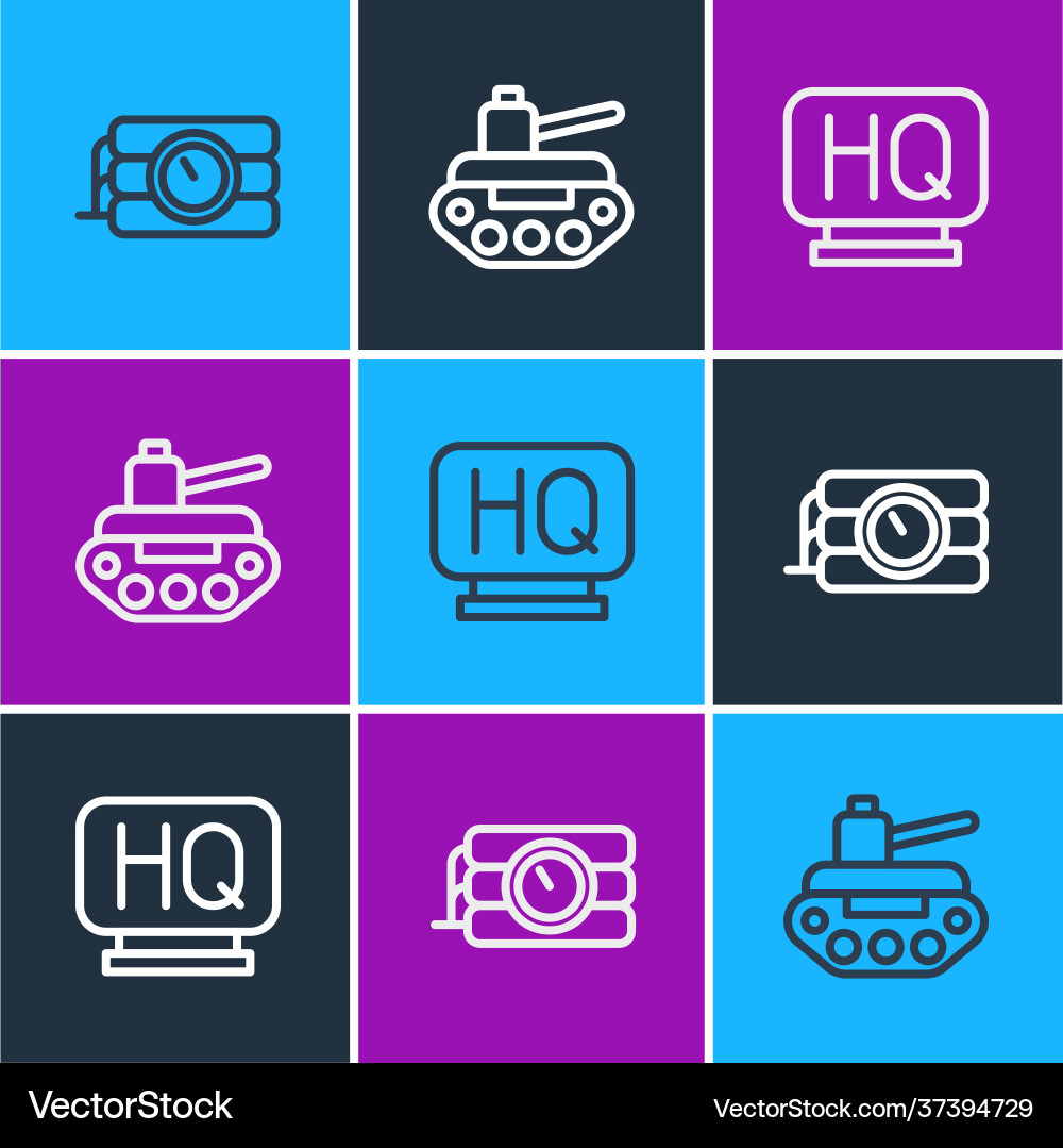 Set line dynamite and timer clock military Vector Image