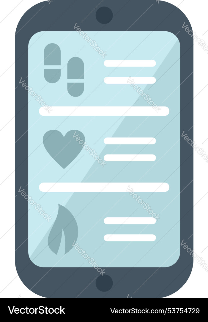 Smartphone showing health monitoring app interface Smartphone showing health monitoring app interface vector image
