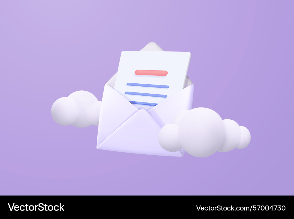 3d mail envelope icon with notification new Vector Image