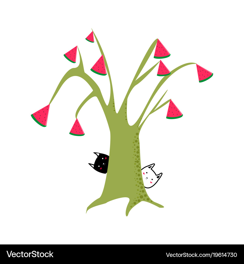 Big abstract tree with leaves in shape Vector Image