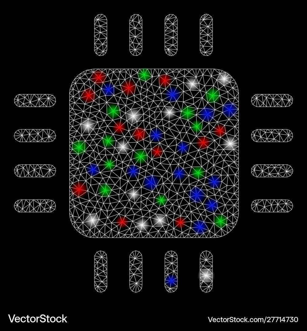 Bright mesh 2d processor with flare spots Bright mesh 2d processor with flare spots vector image