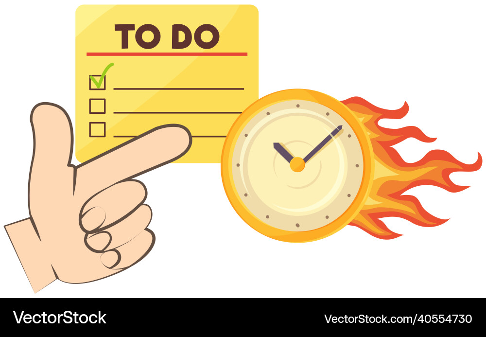 Burning clock and to do list deadline concept Burning clock and to do list deadline concept Vector Image