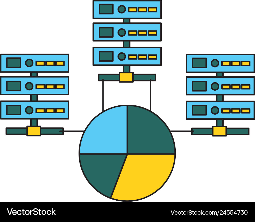 Chart financial database center connection vector image