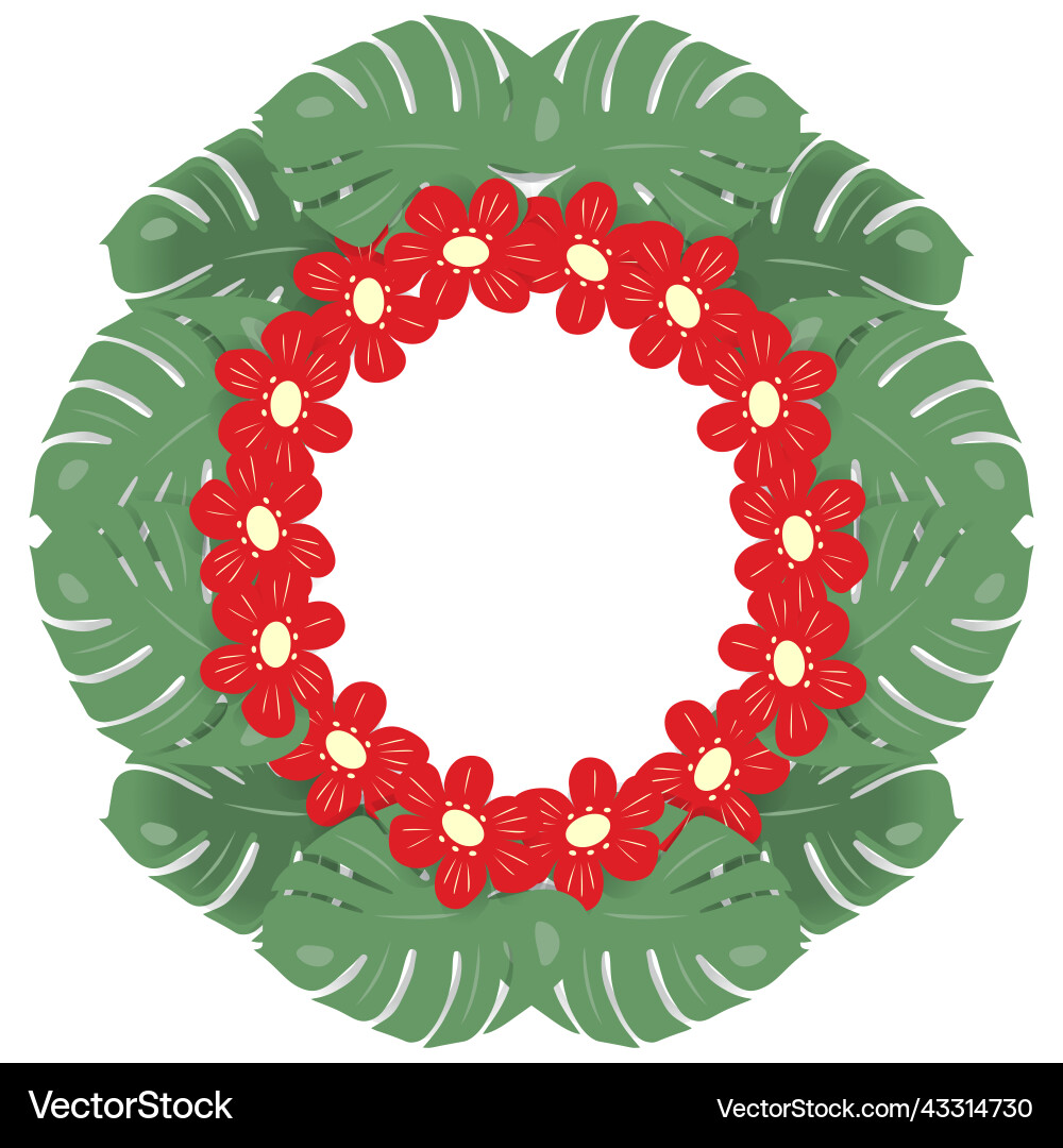 Circle frame with an abstract image of monstera Circle frame with an abstract image of monstera vector image