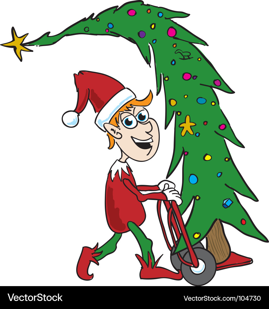 Elf tree delivery Vector Image