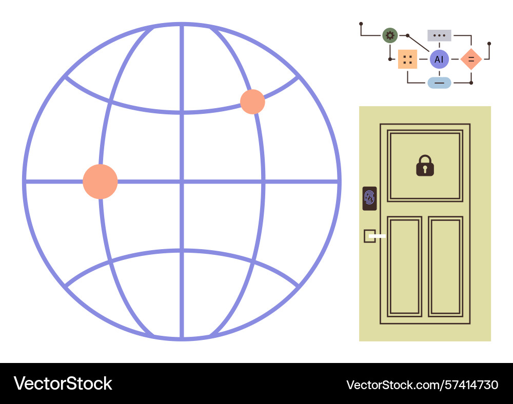 Global connectivity data flow and security Global connectivity data flow and security vector image