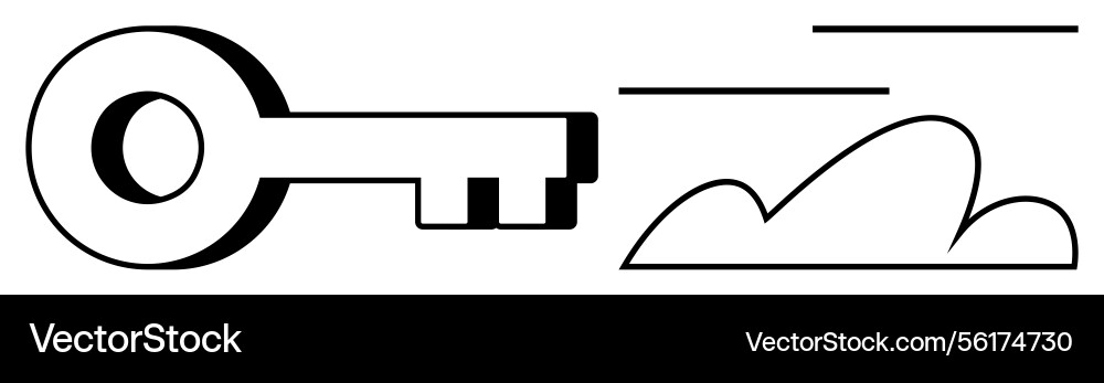 Key with cloud and lines representing security Key with cloud and lines representing security vector image