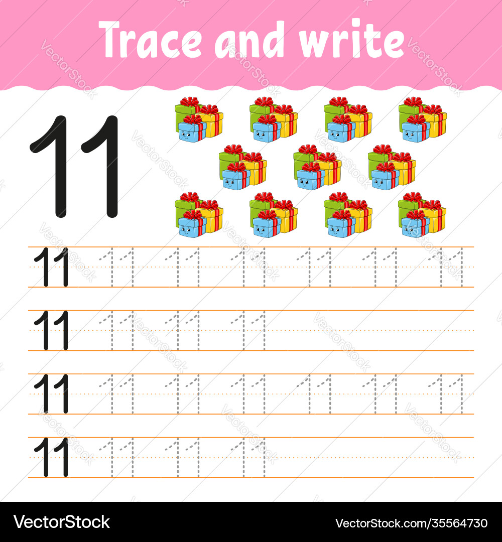 Learn numbers trace and write winter theme Learn numbers trace and write winter theme vector image