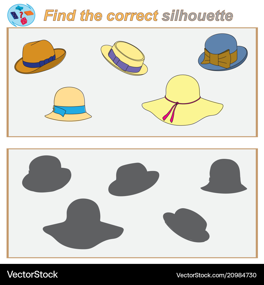 Logical task find the correct silhouette game vector image