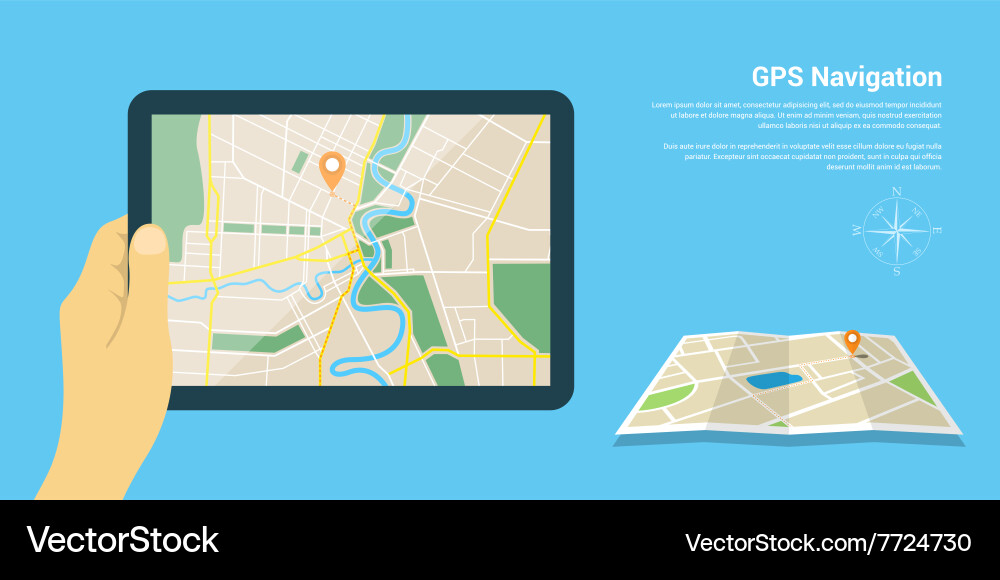 Navigation System Map Route vector image
