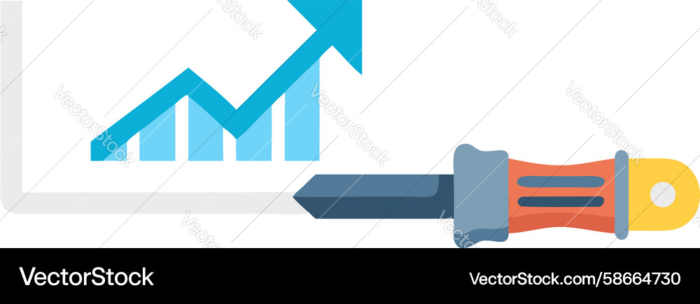 Performance improvement graph with screwdriver Vector Image