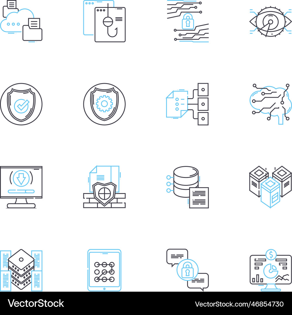 Privacy measures linear icons set encryption Privacy measures linear icons set encryption Vector Image