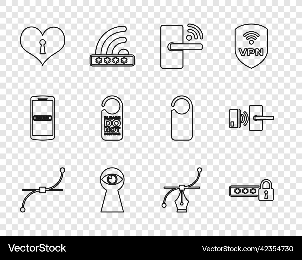 Set line bezier curve password protection Set line bezier curve password protection vector image