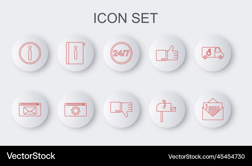 Set line envelope mail and e-mail clock 24 hours vector image