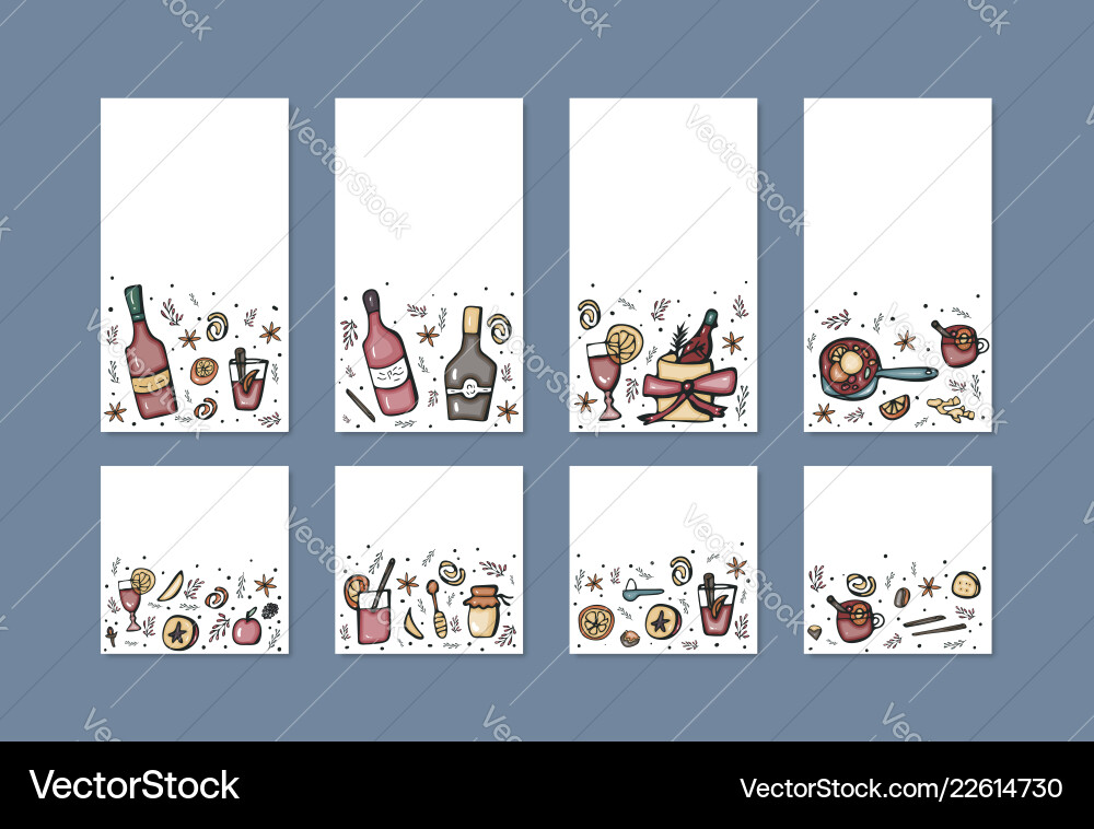 Set of mulled wine elements and objects Vector Image