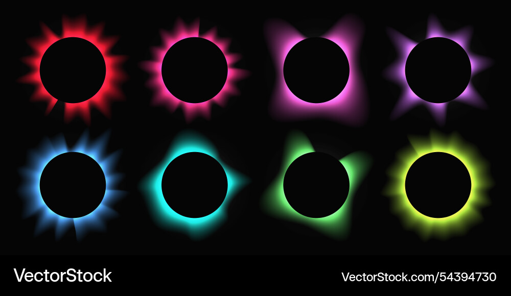Set of multicolor circle illuminate light frames Set of multicolor circle illuminate light frames vector image